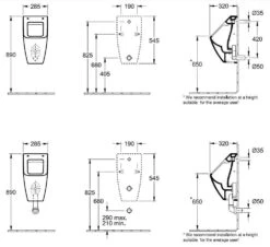 Villeroy & Boch Venticello - Absaug-Urinal, 285x545x315 Mm, DirectFlush, CeramicPlus, Alpinweiß 5504R1R1 -Villeroy & Boch 01e64b3fdfa0b2b446680b4b