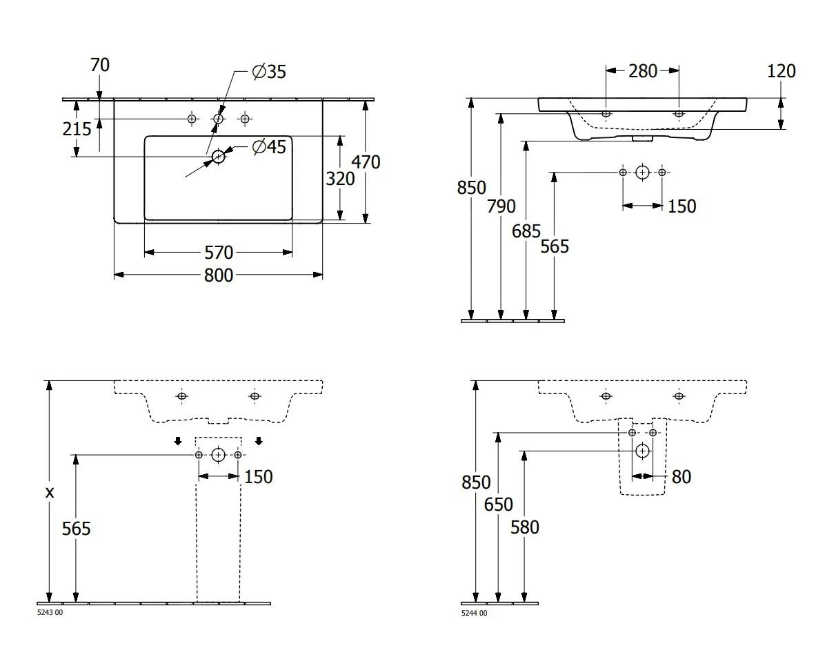 Villeroy & Boch Subway 3.0 - Waschbecken 800x470 Mm, Ohne Überlauf, Mit Hahnloch, CeramicPlus, Alpinweiß 4A7081R1 4 Villeroy & Boch Subway 3.0 - Waschbecken 800x470 Mm, Ohne Überlauf, Mit Hahnloch, CeramicPlus, Alpinweiß 4A7081R1 – Bild 2