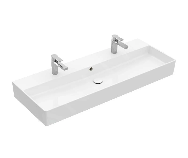 Villeroy & Boch Memento 2.0 - Schrank-Doppelwaschbecken 1200x470 Mm, Mit Überlauf, 2 Hahnlöchern, Alpinweiß 4A22CK01 3 Villeroy & Boch Memento 2.0 - Schrank-Doppelwaschbecken 1200x470 Mm, Mit Überlauf, 2 Hahnlöchern, Alpinweiß 4A22CK01