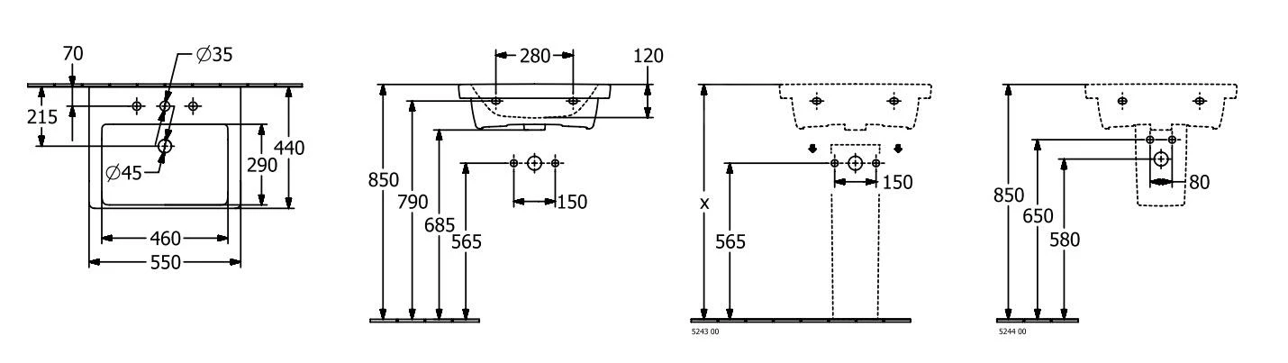 Villeroy & Boch Subway 3.0 - Möbelwaschtisch 550x440 Mm, Ohne Überlauf, Mit Hahnloch, CeramicPlus, Stone White 4A70F5RW 4 Villeroy & Boch Subway 3.0 - Möbelwaschtisch 550x440 Mm, Ohne Überlauf, Mit Hahnloch, CeramicPlus, Stone White 4A70F5RW – Bild 2