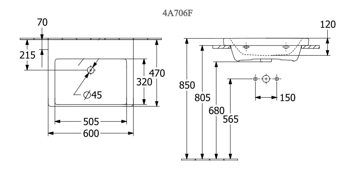 Villeroy & Boch Subway 3.0 - Möbelwaschtisch 600x470 Mm, Ohne Überlauf, Ohne Hahnloch, Alpinweiß 4A706F01 4 Villeroy & Boch Subway 3.0 - Möbelwaschtisch 600x470 Mm, Ohne Überlauf, Ohne Hahnloch, Alpinweiß 4A706F01 – Bild 2