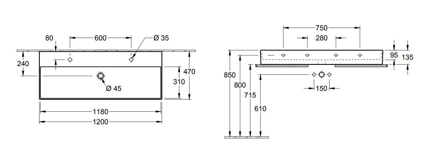 Villeroy & Boch Memento 2.0 - Schrank-Doppelwaschbecken 1200x470 Mm, Ohne Überlauf, 2 Hahnlöchern, CeramicPlus, Alpinweiß 4A22CG01 4 Villeroy & Boch Memento 2.0 - Schrank-Doppelwaschbecken 1200x470 Mm, Ohne Überlauf, 2 Hahnlöchern, CeramicPlus, Alpinweiß 4A22CG01 – Bild 2