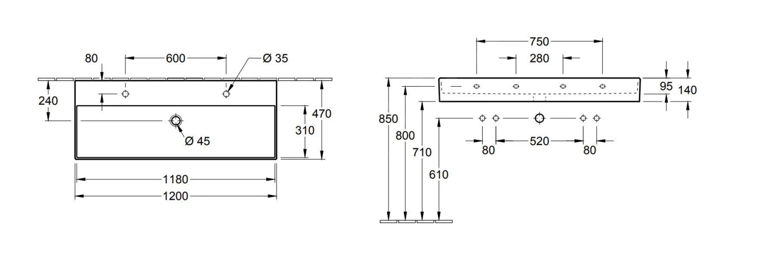 Villeroy & Boch Memento 2.0 - Doppelwaschbecken 1200x470 Mm, Ohne Überlauf, 2 Hahnlöchern, Alpinweiß 4A22C101 4 Villeroy & Boch Memento 2.0 - Doppelwaschbecken 1200x470 Mm, Ohne Überlauf, 2 Hahnlöchern, Alpinweiß 4A22C101 – Bild 2