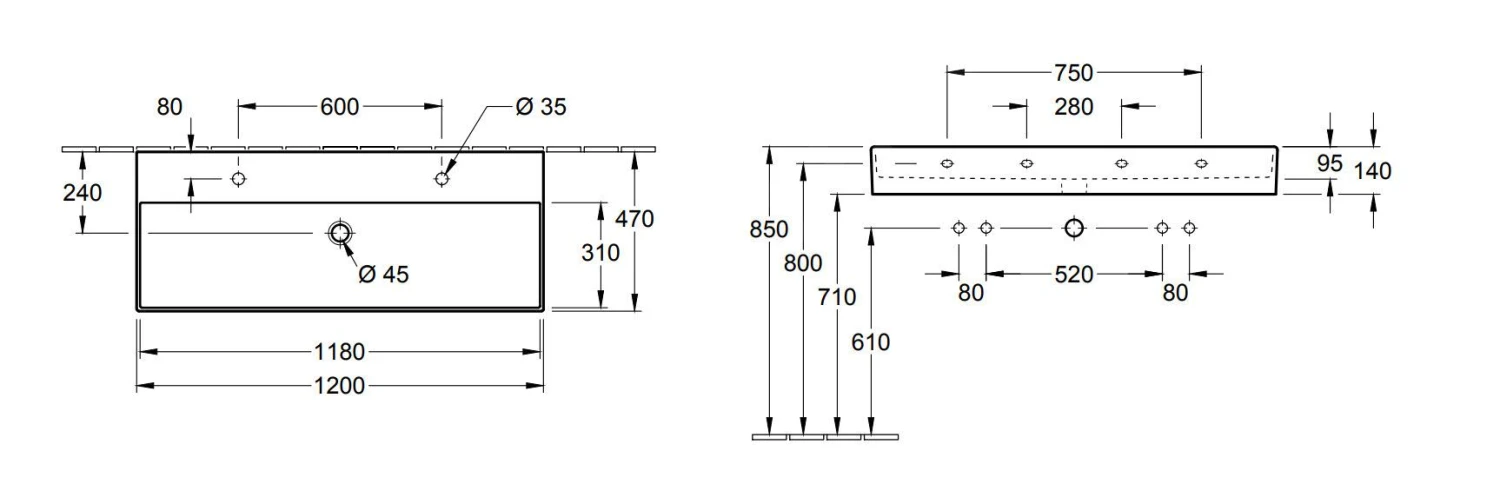 Villeroy & Boch Memento 2.0 - Doppelwaschbecken 1200x470 Mm, Mit Überlauf, 2 Hahnlöchern, Alpinweiß 4A22C401 4 Villeroy & Boch Memento 2.0 - Doppelwaschbecken 1200x470 Mm, Mit Überlauf, 2 Hahnlöchern, Alpinweiß 4A22C401 – Bild 2