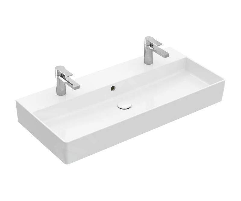 Villeroy & Boch Memento 2.0 - Schrank-Doppelwaschbecken 1200x470 Mm, Mit Überlauf, 2 Hahnlöchern, Alpinweiß 4A221L01 3 Villeroy & Boch Memento 2.0 - Schrank-Doppelwaschbecken 1200x470 Mm, Mit Überlauf, 2 Hahnlöchern, Alpinweiß 4A221L01