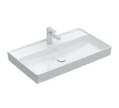 Villeroy & Boch Collaro - Möbelwaschtisch, 800x470 Mm, Ohne Überlauf, Mit Hahnloch, CeramicPlus, Alpinweiß 4A3381R1