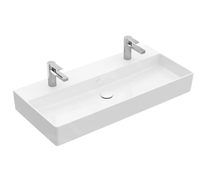 Villeroy & Boch Memento 2.0 - Doppelwaschbecken 1000x470 Mm, Ohne Überlauf, 2 Hahnlöchern, CeramicPlus, Alpinweiß 4A22A1R1 3 Villeroy & Boch Memento 2.0 - Doppelwaschbecken 1000x470 Mm, Ohne Überlauf, 2 Hahnlöchern, CeramicPlus, Alpinweiß 4A22A1R1