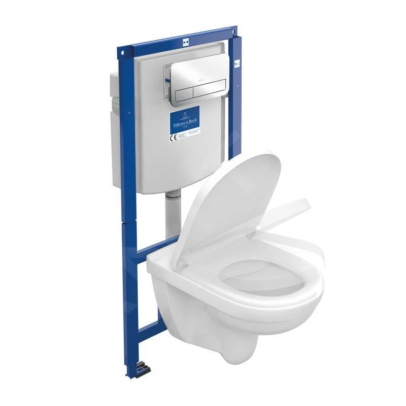 Villeroy & Boch O.novo - Vorwandinstallationsset ViConnect, Toilette Und Sitz, DirectFlush, SoftClosing, Mit Taste E200, Glänzender Chrom 5660D201 3 Villeroy & Boch O.novo - Vorwandinstallationsset ViConnect, Toilette Und Sitz, DirectFlush, SoftClosing, Mit Taste E200, Glänzender Chrom 5660D201