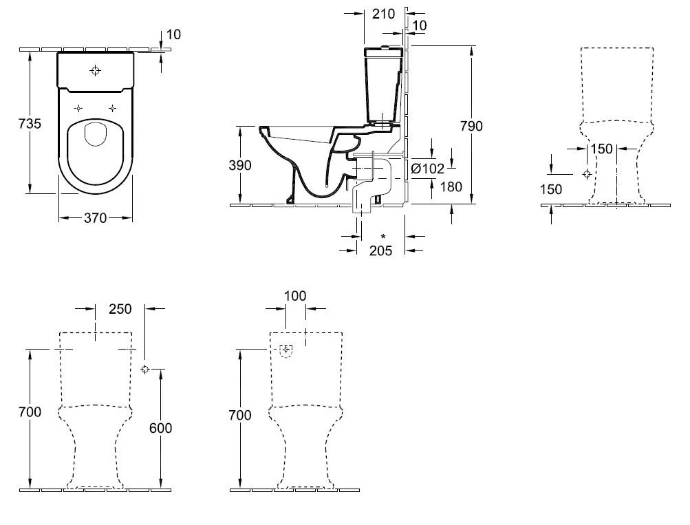 Villeroy & Boch Hommage - Stand-WC, 370 Mm X 725 Mm, Weiß - Schale 666210R1 4 Villeroy & Boch Hommage - Stand-WC, 370 Mm X 725 Mm, Weiß - Schale 666210R1 – Bild 2