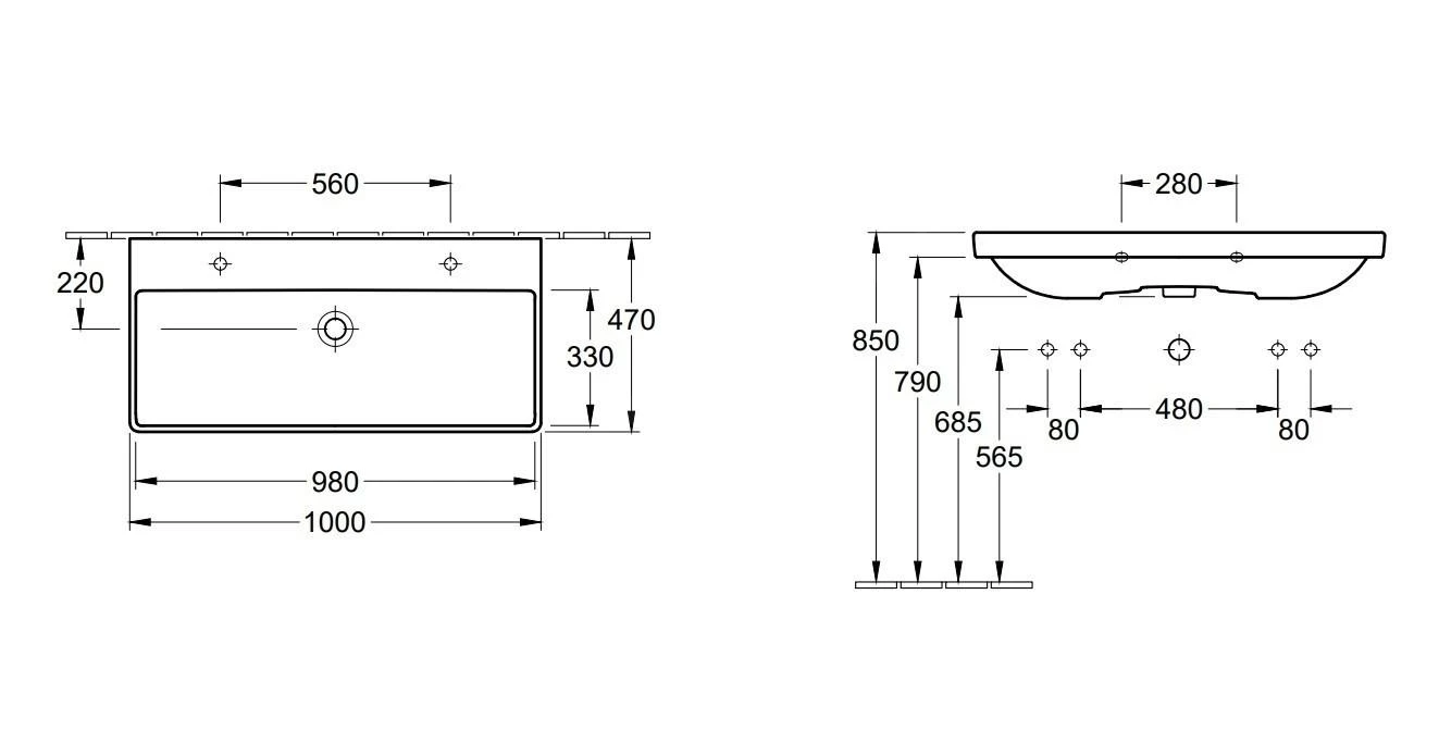 Villeroy & Boch Avento - Möbelwaschtisch, 1000x470 Mm, Mit Überlauf, 2 Hahnlöchern, CeramicPlus, Alpinweiß 4156A4R1 4 Villeroy & Boch Avento - Möbelwaschtisch, 1000x470 Mm, Mit Überlauf, 2 Hahnlöchern, CeramicPlus, Alpinweiß 4156A4R1 – Bild 2