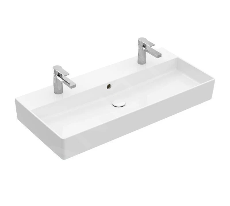 Villeroy & Boch Memento 2.0 - Doppelwaschbecken 1000x470 Mm, Mit Überlauf, 2 Hahnlöchern, Alpinweiß 4A22A401 3 Villeroy & Boch Memento 2.0 - Doppelwaschbecken 1000x470 Mm, Mit Überlauf, 2 Hahnlöchern, Alpinweiß 4A22A401