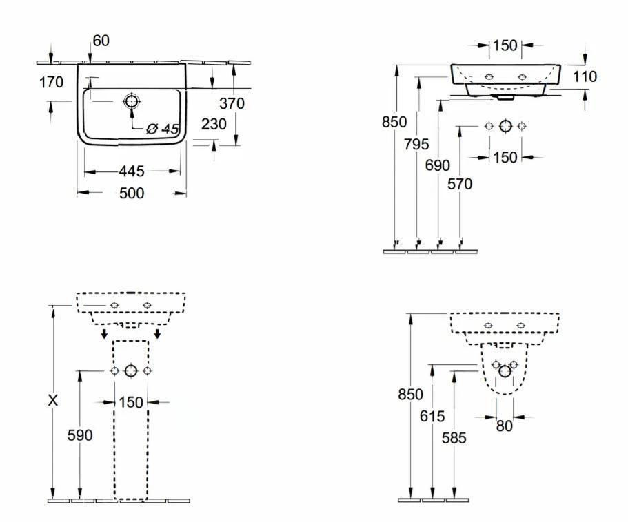 Villeroy & Boch O.novo - Handwaschbecken 500x370 Mm, Ohne Überlauf, 1 Hahnloch, CeramicPlus, Alpinweiß 434453R1 4 Villeroy & Boch O.novo - Handwaschbecken 500x370 Mm, Ohne Überlauf, 1 Hahnloch, CeramicPlus, Alpinweiß 434453R1 – Bild 2