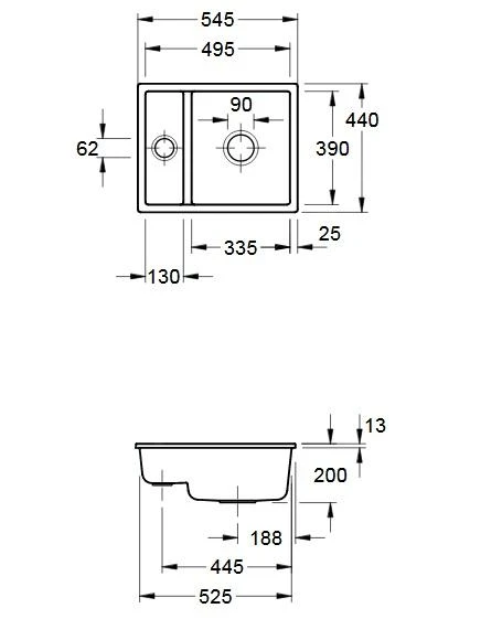 Villeroy & Boch Subway 60 - Keramikspüle, 55x44 Cm, CeramicPlus, Snow White 675801KG 4 Villeroy & Boch Subway 60 - Keramikspüle, 55x44 Cm, CeramicPlus, Snow White 675801KG – Bild 2