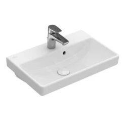 Villeroy & Boch Avento - Waschbecken Compact 550x370 Mm, Mit Überlauf, Mit Hahnloch, CeramicPlus, Stone White 4A0055RW