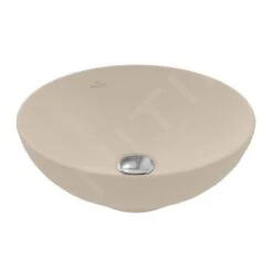 Villeroy & Boch Loop&Friends - Aufsatzwaschtisch, Durchmesser 380 Mm, Ohne Überlauf, CeramicPlus, Almond 4A4501AM