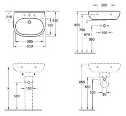 Villeroy & Boch O.novo - Waschbecken 650x510 Mm, Mit Überlauf, Mit Hahnloch, CeramicPlus, Alpinweiß 516065R1 -Villeroy & Boch 6a8b13e2376be49adba560ac