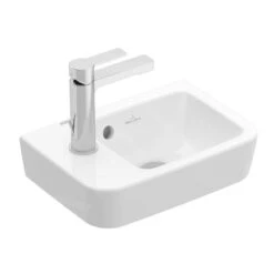 Villeroy & Boch O.novo - Handwaschbecken Compact 360x250 Mm, Mit Überlauf, 1 Hahnloch Links, Alpinweiß 43423601