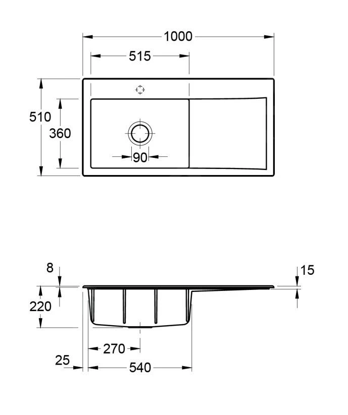 Villeroy & Boch Subway Style 60 - Keramikspüle, 100x51 Cm, CeramicPlus, Chromit 336201J0 4 Villeroy & Boch Subway Style 60 - Keramikspüle, 100x51 Cm, CeramicPlus, Chromit 336201J0 – Bild 2