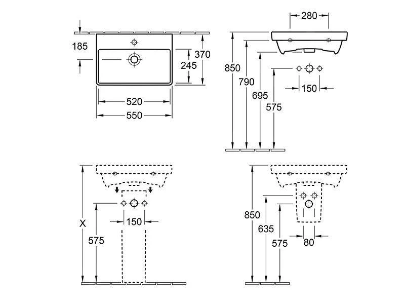 Villeroy & Boch Avento - Waschbecken Compact 550x370 Mm, Mit Überlauf, Mit Hahnloch, CeramicPlus, Stone White 4A0055RW 4 Villeroy & Boch Avento - Waschbecken Compact 550x370 Mm, Mit Überlauf, Mit Hahnloch, CeramicPlus, Stone White 4A0055RW – Bild 2