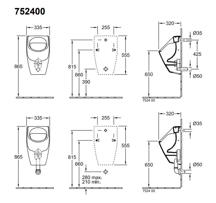 Villeroy & Boch O.novo - Absaug-Urinal, 335 X 560 X 320 Mm - Alpinweiß 75240001 4 Villeroy & Boch O.novo - Absaug-Urinal, 335 X 560 X 320 Mm - Alpinweiß 75240001 – Bild 2