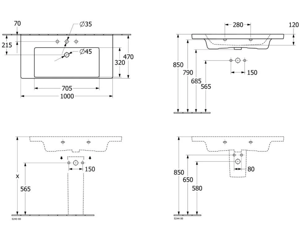 Villeroy & Boch Subway 3.0 - Waschbecken 1000x470 Mm, Ohne Überlauf, Mit Hahnloch, Alpinweiß 4A70A201 4 Villeroy & Boch Subway 3.0 - Waschbecken 1000x470 Mm, Ohne Überlauf, Mit Hahnloch, Alpinweiß 4A70A201 – Bild 2