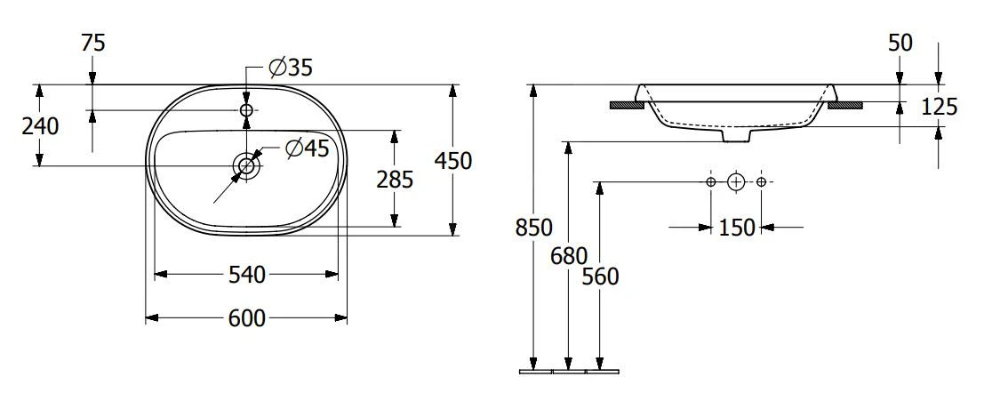 Villeroy & Boch Architectura - Einbauwaschtisch, 600x450 Mm, Ohne Überlauf, 1 Hahnloch, Alpinweiß 5A666101 4 Villeroy & Boch Architectura - Einbauwaschtisch, 600x450 Mm, Ohne Überlauf, 1 Hahnloch, Alpinweiß 5A666101 – Bild 2