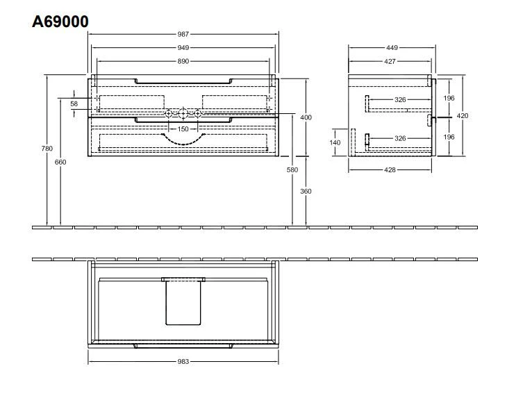 Villeroy & Boch Subway 2.0 - Waschtischunterschrank,987x420x449 Mm , 2 Auszüge, Nordic Oak A69000FP 4 Villeroy & Boch Subway 2.0 - Waschtischunterschrank,987x420x449 Mm , 2 Auszüge, Nordic Oak A69000FP – Bild 2