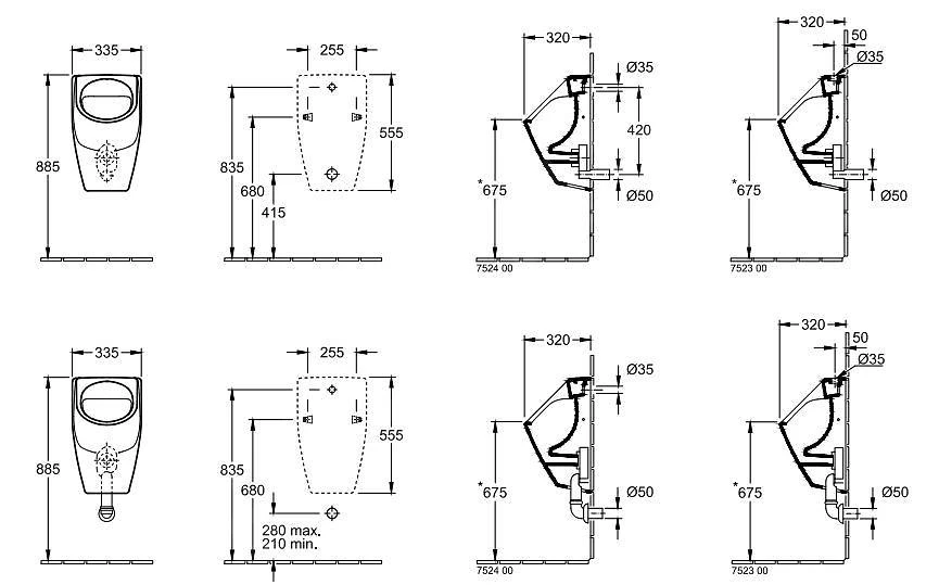 Villeroy & Boch O.novo - Absaug-Urinal, 335 X 560 X 320 Mm - Alpinweiß 75230001 4 Villeroy & Boch O.novo - Absaug-Urinal, 335 X 560 X 320 Mm - Alpinweiß 75230001 – Bild 2