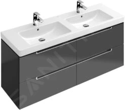 Villeroy & Boch Subway 2.0 - Waschtischunterschrank, 1287x420x449 Mm, 4 Auszüge, Glossy Grey A69900FP