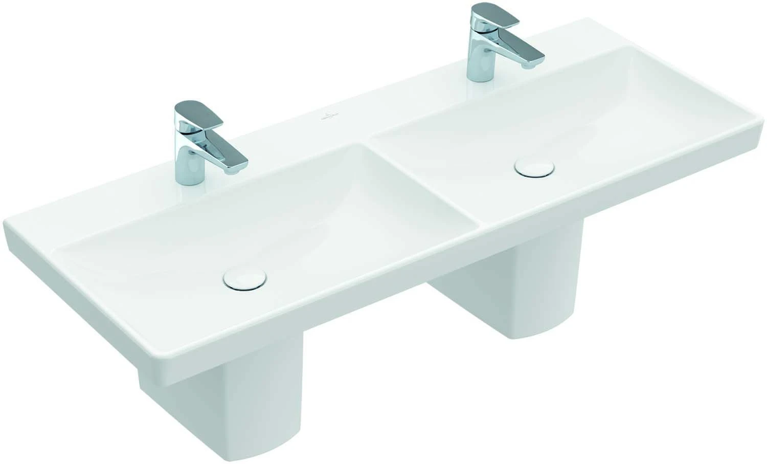 Villeroy & Boch Avento Doppelwaschtisch 4A23CK01 120 X 47 Cm, Mit Überlauf, Weiß, Eckig 3 Villeroy & Boch Avento Doppelwaschtisch 4A23CK01 120 X 47 Cm, Mit Überlauf, Weiß, Eckig