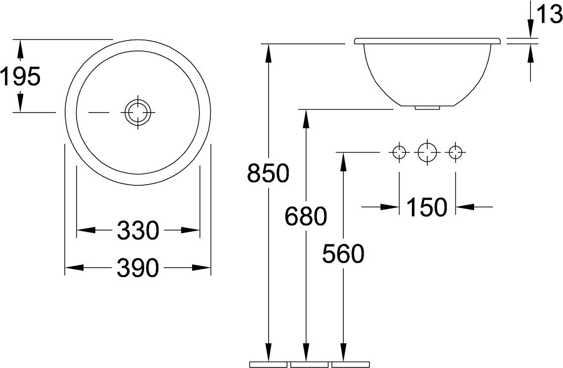 Villeroy & Boch Einbauwaschtisch Loop & Friends Ø 39 Cm, Weiss Ceramicplus, Mit Überlauf 4 Villeroy & Boch Einbauwaschtisch Loop & Friends Ø 39 Cm, Weiss Ceramicplus, Mit Überlauf – Bild 2