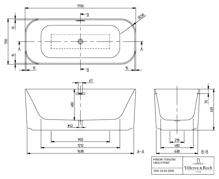 Villeroy & Boch Finion Freistehende Badewanne 177FIN7A100V101 170x70cm, Emotion, Design-Ring, Weiß, Chrom 4 Villeroy & Boch Finion Freistehende Badewanne 177FIN7A100V101 170x70cm, Emotion, Design-Ring, Weiß, Chrom – Bild 2