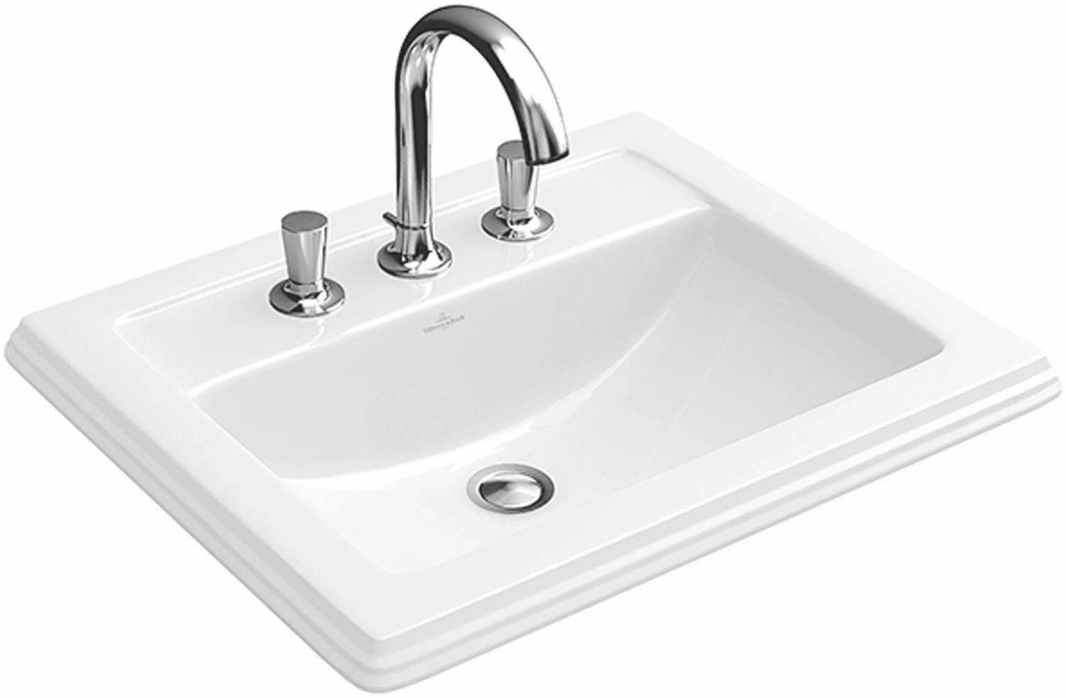 Villeroy & Boch Hommage Einbauwaschtisch 710263R1 63x52,5cm, Weiss Mit Ceramicplus, 1 Hahnloch 3 Villeroy & Boch Hommage Einbauwaschtisch 710263R1 63x52,5cm, Weiss Mit Ceramicplus, 1 Hahnloch