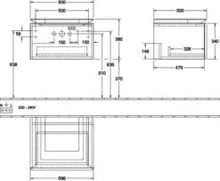 Villeroy & Boch Legato Waschtischunterschrank B73100PD 60x38x50cm, Black Matt Lacquer -Villeroy & Boch Villeroy and Boch Legato Waschtischunterschrank B73100PD 60x38x50cm Black Matt Lacquer 2