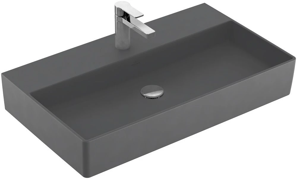 Villeroy & Boch Memento 2.0 Waschtisch 4A228LI4 80 X 47 Cm, Graphite C-plus, Mit Hahnloch, Ohne Überlauf 3 Villeroy & Boch Memento 2.0 Waschtisch 4A228LI4 80 X 47 Cm, Graphite C-plus, Mit Hahnloch, Ohne Überlauf