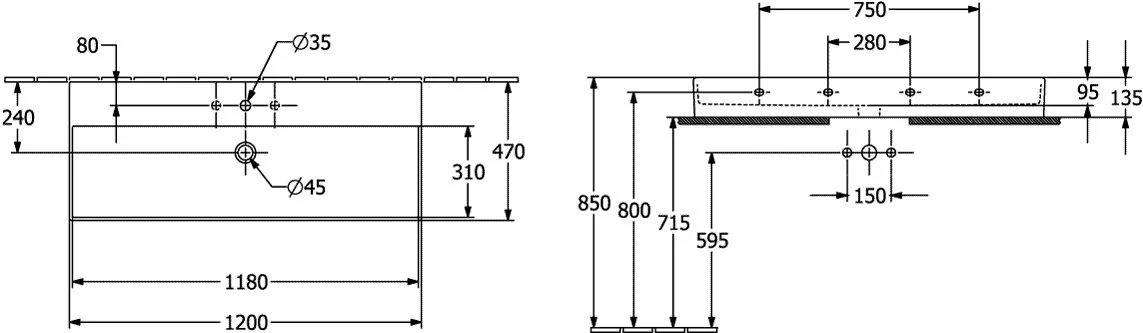 Villeroy & Boch Memento 2.0 Waschtisch 4A22CLR1 120 X 47 Cm, Weiß Alpin C-plus, Mit Hahnloch, Mit Überlauf 4 Villeroy & Boch Memento 2.0 Waschtisch 4A22CLR1 120 X 47 Cm, Weiß Alpin C-plus, Mit Hahnloch, Mit Überlauf – Bild 2