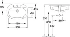 Villeroy & Boch O.Novo Einbauwaschtisch 41615601 56 X 40,5 Cm, Weiss, Mit Hahnloch & Überlauf 9 Villeroy & Boch O.Novo Einbauwaschtisch 41615601 56 X 40,5 Cm, Weiss, Mit Hahnloch & Überlauf -Villeroy & Boch Villeroy and Boch O.Novo Einbauwaschtisch 41615601 56 x 405 cm weiss mit Hahnloch and Ueberlauf 3