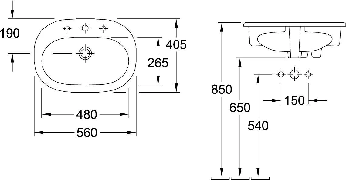 Villeroy & Boch O.Novo Einbauwaschtisch 41615601 56 X 40,5 Cm, Weiss, Mit Hahnloch & Überlauf 6 Villeroy & Boch O.Novo Einbauwaschtisch 41615601 56 X 40,5 Cm, Weiss, Mit Hahnloch & Überlauf – Bild 4