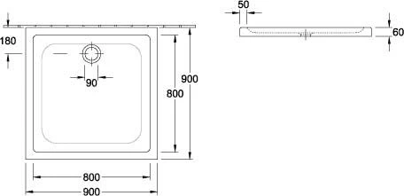 Villeroy & Boch O.Novo Plus Duschwanne 6210D401 90 X 90 X 6 Cm, Weiß Mit Antirutsch 4 Villeroy & Boch O.Novo Plus Duschwanne 6210D401 90 X 90 X 6 Cm, Weiß Mit Antirutsch – Bild 2