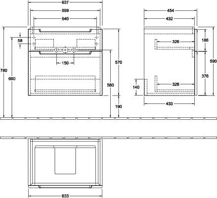 Villeroy & Boch Subway 2.0 Waschtisch-Unterschrank A91010PD 63,7x59x45,4cm, 2 Auszüge, Griff Chrom, Black Matt Lacquer 4 Villeroy & Boch Subway 2.0 Waschtisch-Unterschrank A91010PD 63,7x59x45,4cm, 2 Auszüge, Griff Chrom, Black Matt Lacquer – Bild 2