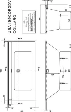 Villeroy Und Boch Collaro Rechteck-Badewanne UBA199COR2DV-RW 190x90cm, Einbauausführung Chrome, Wannenfarbe Stone White -Villeroy & Boch Villeroy und Boch Collaro Rechteck Badewanne UBA199COR2DV RW 190x90cm Einbauausfuehrung Chrome Wannenfarbe Stone White 1