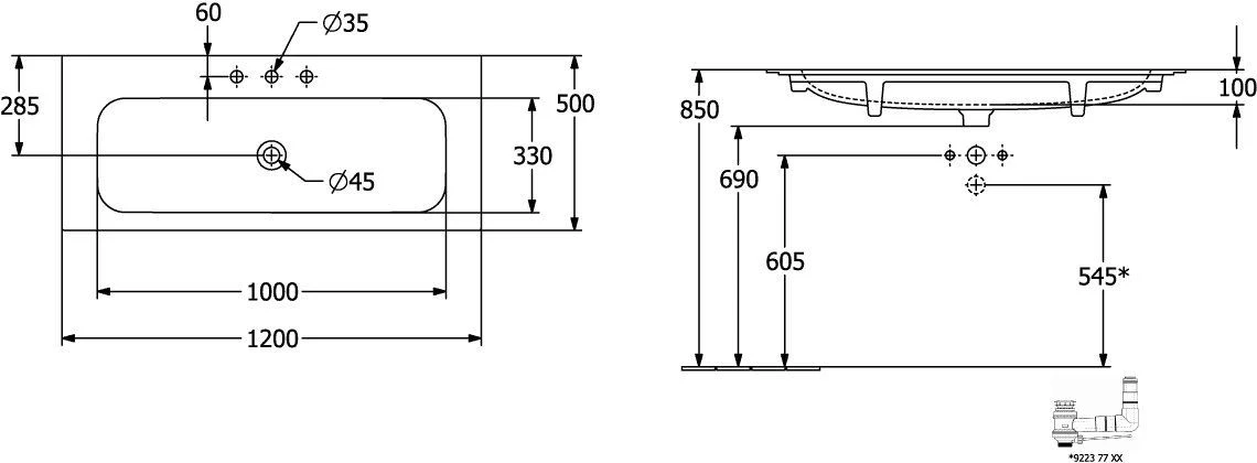 Villeroy Und Boch Finion Möbelwaschtisch 4164CBRW 120x50cm, Stone White C+, 1 Hahnloch, Verdeckter Überlauf 4 Villeroy Und Boch Finion Möbelwaschtisch 4164CBRW 120x50cm, Stone White C+, 1 Hahnloch, Verdeckter Überlauf – Bild 2