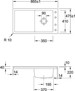 Villeroy Und Boch Flächenbündige Spüle 33071FS5 Mit Ablaufgarnitur Und Handbetätigung, Ebony -Villeroy & Boch Villeroy und Boch Flaechenbuendige Spuele 33071FS5 mit Ablaufgarnitur und Handbetaetigung Ebony 1