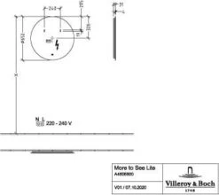Villeroy Und Boch More To See Spiegel A4606800 65 X 65 X 3,1 Cm, 17,28 W, Mit LED-Beleuchtung -Villeroy & Boch Villeroy und Boch More to see Spiegel A4606800 65 x 65 x 31 cm 1728 W mit LED Beleuchtung 3