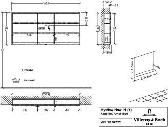 Villeroy Und Boch My View Now Einbau-Spiegelschrank A4561600 160 X 75 X 16,8 Cm, LED-Beleuchtung, 3 Türen, Mit Sensorschalter 5 Villeroy Und Boch My View Now Einbau-Spiegelschrank A4561600 160 X 75 X 16,8 Cm, LED-Beleuchtung, 3 Türen, Mit Sensorschalter – Bild 3