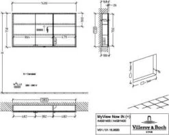 Villeroy Und Boch My View Now Einbau-Spiegelschrank A4581400 140 X 75 X 16,8 Cm, LED-Beleuchtung, 3 Türen, Mit Ein-/Ausschalter -Villeroy & Boch Villeroy und Boch My View Now Einbau Spiegelschrank A4581400 140 x 75 x 168 cm LED Beleuchtung 3 Tueren mit Ein Ausschalter 2