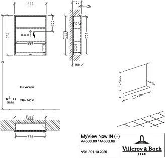 Villeroy Und Boch My View Now Spiegelschrank A4586L00 60 X 75 X 16,8 Cm, Anschlag Links, LED-Beleuchtung, 1 Tür, Mit Ein-/Ausschalter 5 Villeroy Und Boch My View Now Spiegelschrank A4586L00 60 X 75 X 16,8 Cm, Anschlag Links, LED-Beleuchtung, 1 Tür, Mit Ein-/Ausschalter – Bild 3