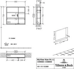 Villeroy Und Boch My View Now Spiegelschrank A4588000 80 X 75 X 16,8 Cm, LED-Beleuchtung, 2 Türen, Mit Ein-/Ausschalter -Villeroy & Boch Villeroy und Boch My View Now Spiegelschrank A4588000 80 x 75 x 168 cm LED Beleuchtung 2 Tueren mit Ein Ausschalter 2