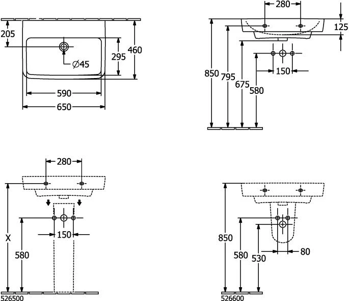 Villeroy Und Boch O.novo Waschtisch 4A4167R1 65 X 46 Cm, Ohne Hahnloch, Eckig, Mit Überlauf, Weiß C-plus 4 Villeroy Und Boch O.novo Waschtisch 4A4167R1 65 X 46 Cm, Ohne Hahnloch, Eckig, Mit Überlauf, Weiß C-plus – Bild 2