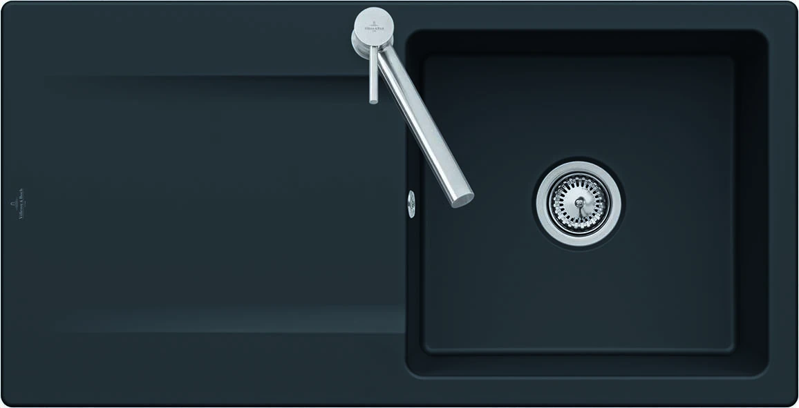 Villeroy Und Boch Siluet Flächenbündige Spüle 33361FS5 Mit Ablaufgarnitur Und Handbetätigung, Ebony 3 Villeroy Und Boch Siluet Flächenbündige Spüle 33361FS5 Mit Ablaufgarnitur Und Handbetätigung, Ebony